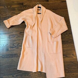 Mango MNG Beige Textured Knit Cardigan COAT SHACKET SM